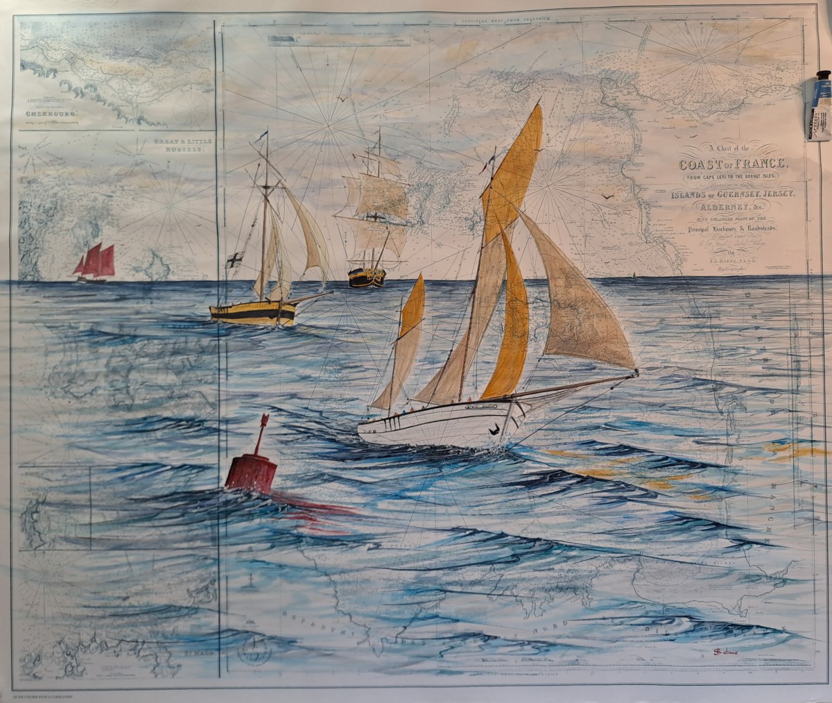 Beaux voiliers de Bretagne. 80x65 cm. 2023